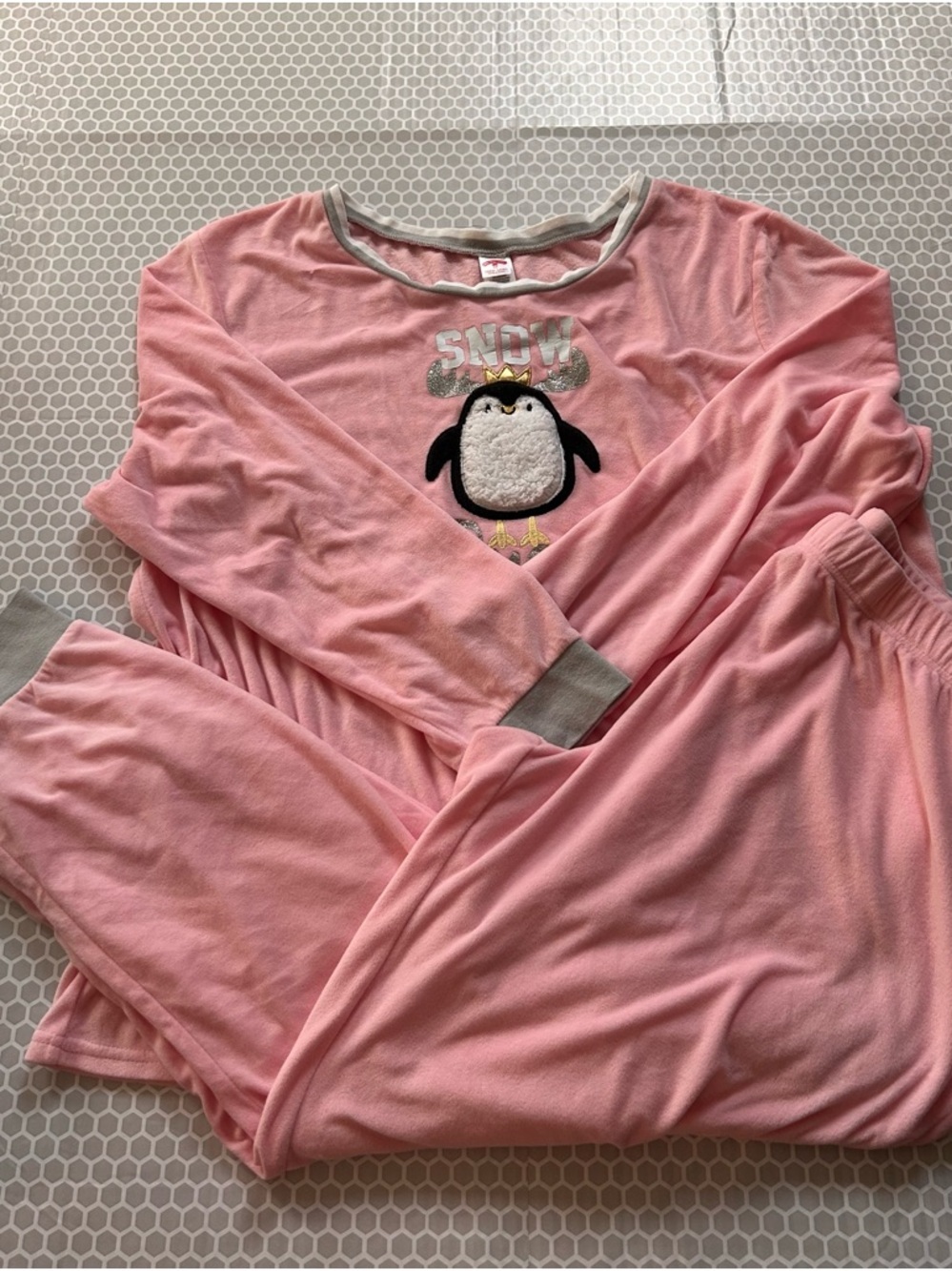 Pink Penguin 'SNOW' Pajama Set.    Size 22W/24W
